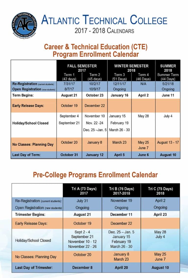 Calendar/Schedule Atlantic Technical College